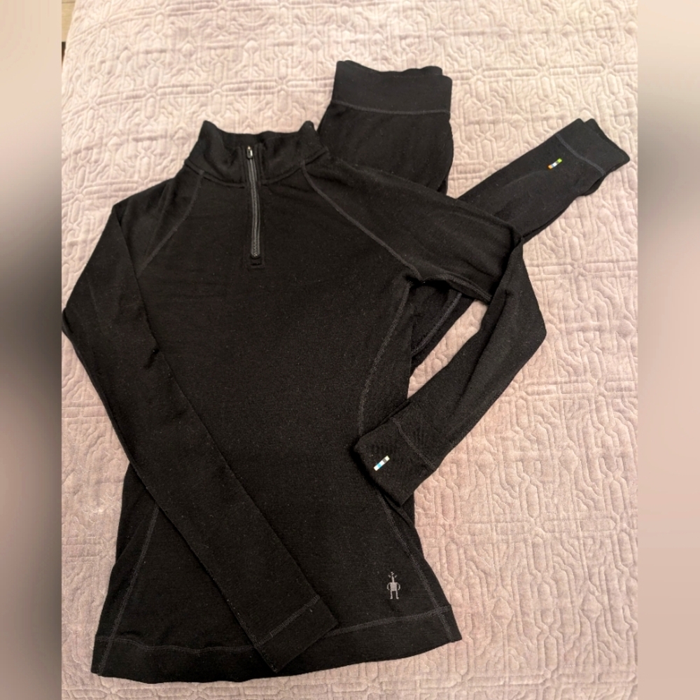 Like New! Smartwool Merino Wool Leggings Quarter Zip Top set Size S